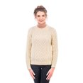 thumbnail image 1 of Irish Sweater for Women 100% Merino Wool Ribbed Collar Cable Knit Aran Pullover, 1 of 1