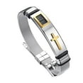 thumbnail image 1 of Esbón de pulseras de acero inoxidable ancho para hombres, Oro Zulema Pulsera cruzada de los hombres de la manera, 1 of 7