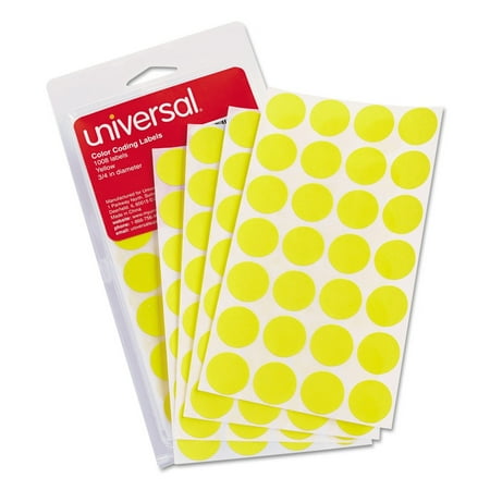 UPC 087547401149 product image for Universal Self-Adhesive Removable Color-Coding Labels  3/4  dia  Yellow  1008/Pa | upcitemdb.com