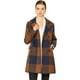 thumbnail image 1 of Abrigo De Cuadros De Invierno Doble Botonadura Solapa Con Muesca Para Mujeres Marrón M, 1 of 6