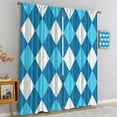 thumbnail image 4 of 70s Retro Checkerboard Room Door Window Darkening Curtains, Modern Design Geometric Rod Pocket Curtains for Living Room Bedroom, Filter Light Window Treatments for Playroom Apartment-W42xL54in, 4 of 6