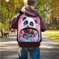 thumbnail image 2 of Binienty Panda Backpack for Girls with Lunch Box and Pencil Case 3 Pieces Rose Flower School Bookbag Little Girls 12 In School Bag with Front Compartment, 2 of 8