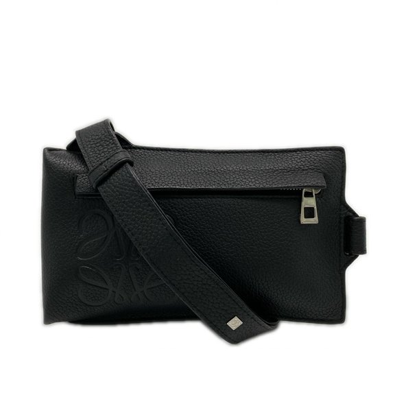 Pre-Owned LOEWE Soft Grain Calf Vertical T-Pocket Body Bag C500P02X02 Shoulder Black Leather...