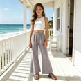 thumbnail image 5 of Cethrio Girls Cotton Linen Outfit Sets, Sleeveless Casual 2 Piece Kids' Summer Clothing Sets Gray Size 9-10 T, 5 of 7