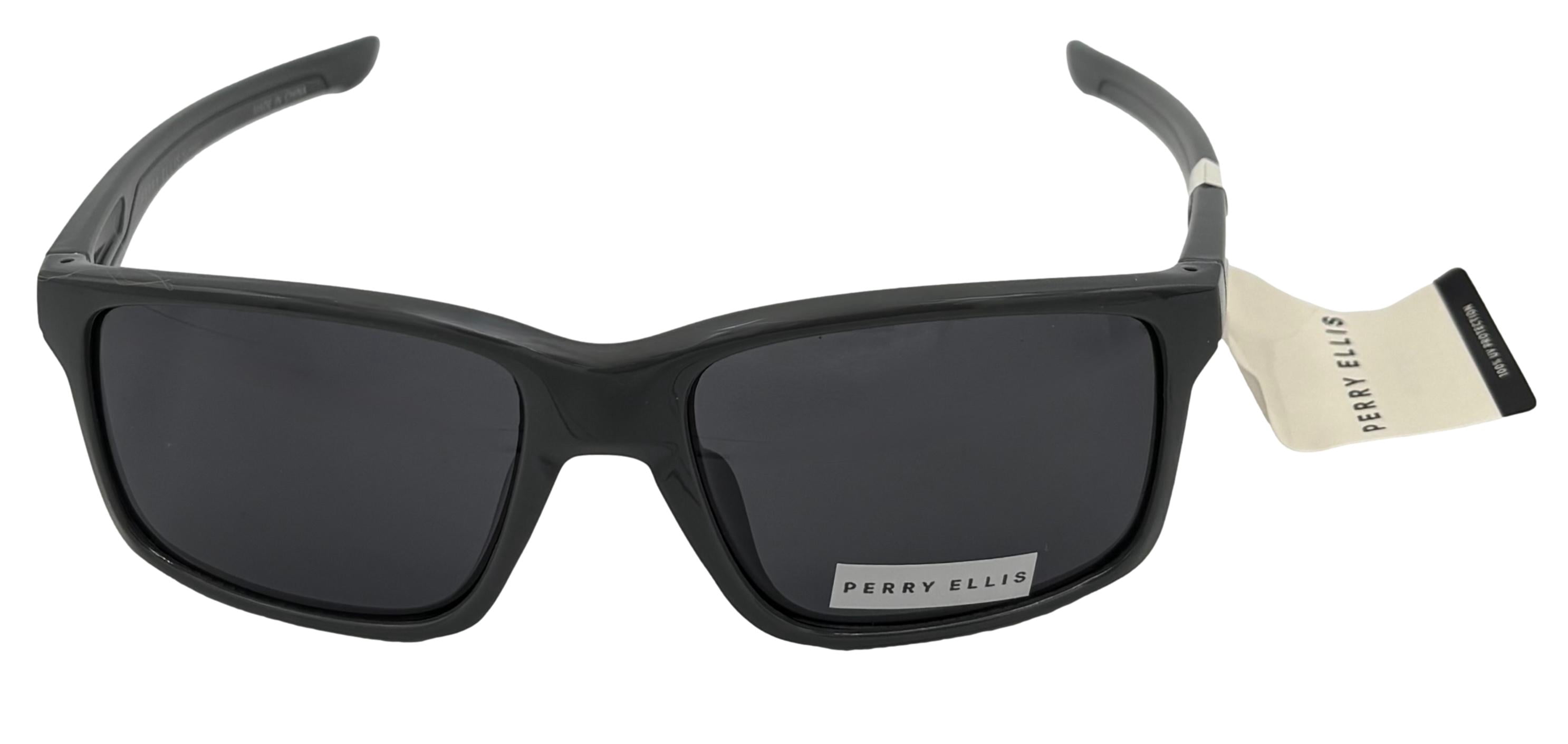 Perry Ellis Sunglass Mens Dark Grey Plastic Rectangle Smoke Lens PE100 2