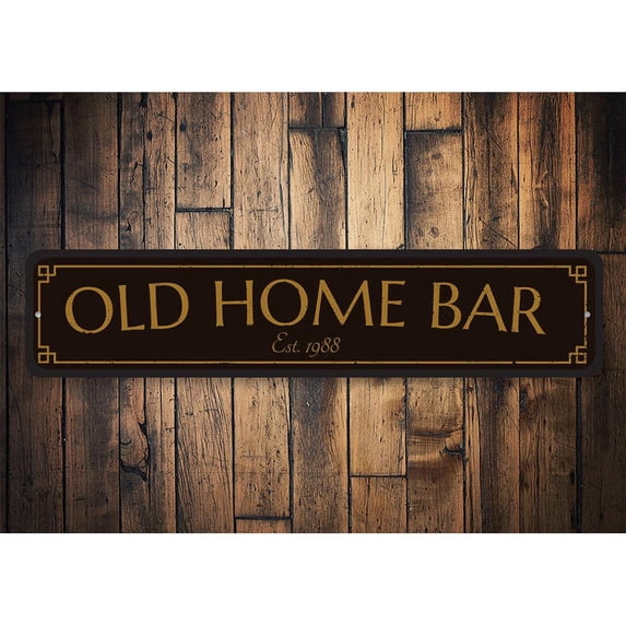 Old Home Bar Novelty Sign, Metal Wall Decor - 4x18 inches