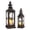 Black, variant on Set of 2 Vintage Decorative Lanterns 9.5" H Hanging Lantern Metal Candleholder with Tempered Glass for Indoor Outdoor Home Decor Parties Garden Events Wedding(White with Grey Brush)