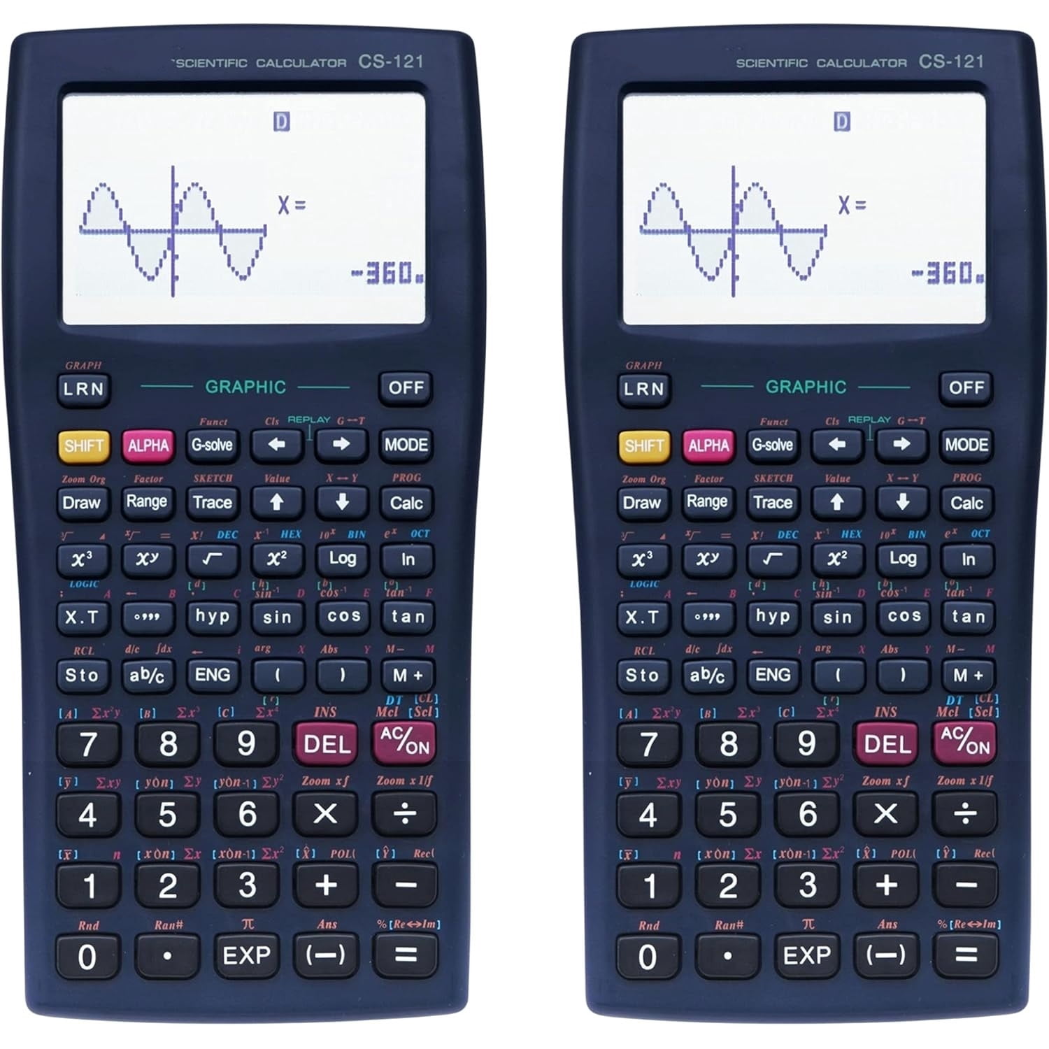 Scientific Calculator with Graphic Functions, Multiple Modes with Intuitive Interface, Perfect for Beginner and Advanced Courses, High School or College, 2 Pack, CS-121