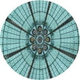 thumbnail image 1 of Ahgly Company Tapis Rond Lavable en Machine Intérieur Transitionnel Bleu Verdâtre, 3 Pieds Rond, 1 of 7