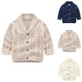 thumbnail image 4 of Toddler Boys Sweater Cardigans Button Up Shawl Collar Knitted Jacket Coat Kids Fall Winter Casual Outerwear (9 Months, Khaki), 4 of 4