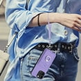 thumbnail image 6 of Wallet Case for iPhone 16, Stylish Ultra Slim PU Leather Card Slots Ring Stand Wrist Strap Shockproof Protective Thin Lightweight Back Case Cover for iPhone 16, Purple, 6 of 6