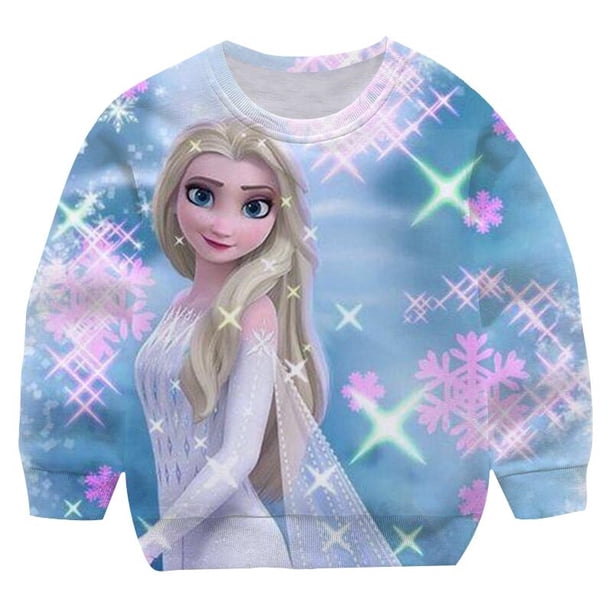 Sudaderas de Disney Frozen 2 Elsa para niñas, abrigo de algodón Anna, jerséis de manga larga, Tops para bebés, ropa de primavera y otoño para niños 8T Gao Jinjia LED