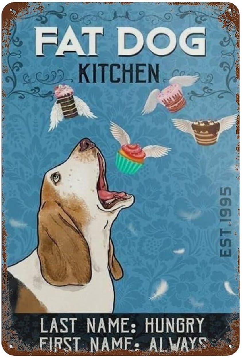 Placards Of Metal Women Fat Dog Kitchen Metal Tin Home Bar Shop Decorations Coffee Vintage Sign Gift 8X12 Inch