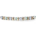 thumbnail image 4 of Gem Stone King 925 Silver and 10K Yellow Gold White Moissanite and Simulated White Opal Bracelet for Women | 1.92 Cttw | Gemstone Birthstone | Round 4MM | Adjustable up to 9 inch, 4 of 8