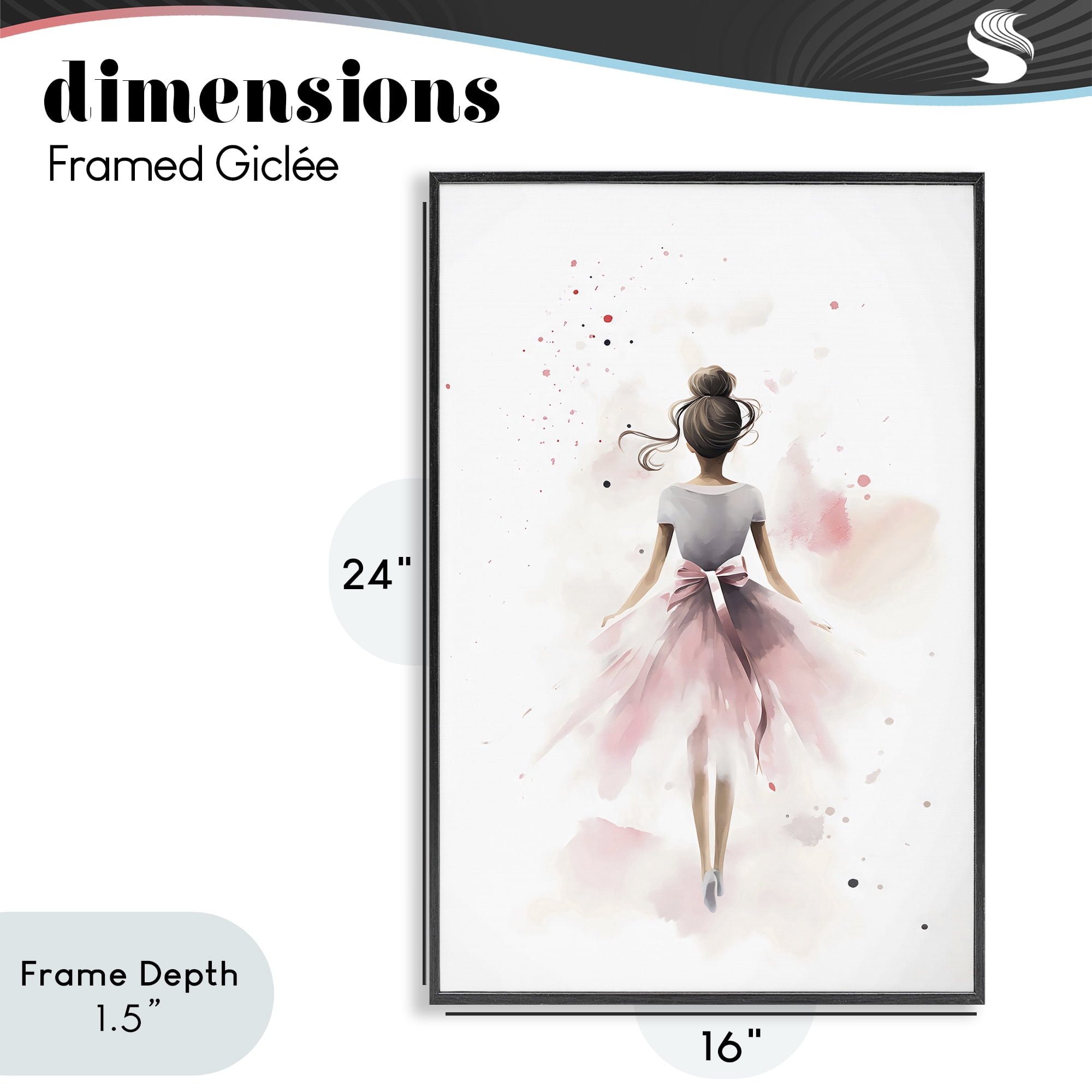 Stupell Industries Speckled Ballerina View Black Framed Giclee Art, design by Creative Studio