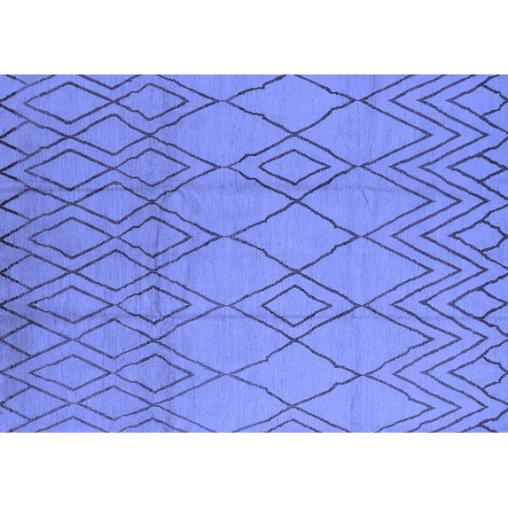 Ahgly Company Machine Washable Indoor Rectangle Solid Blue Modern Area Rugs, 7' x 10'