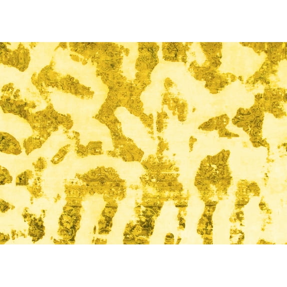 Ahgly Company Indoor Rectangle Abstract Yellow Modern Area Rugs, 4' x 6'