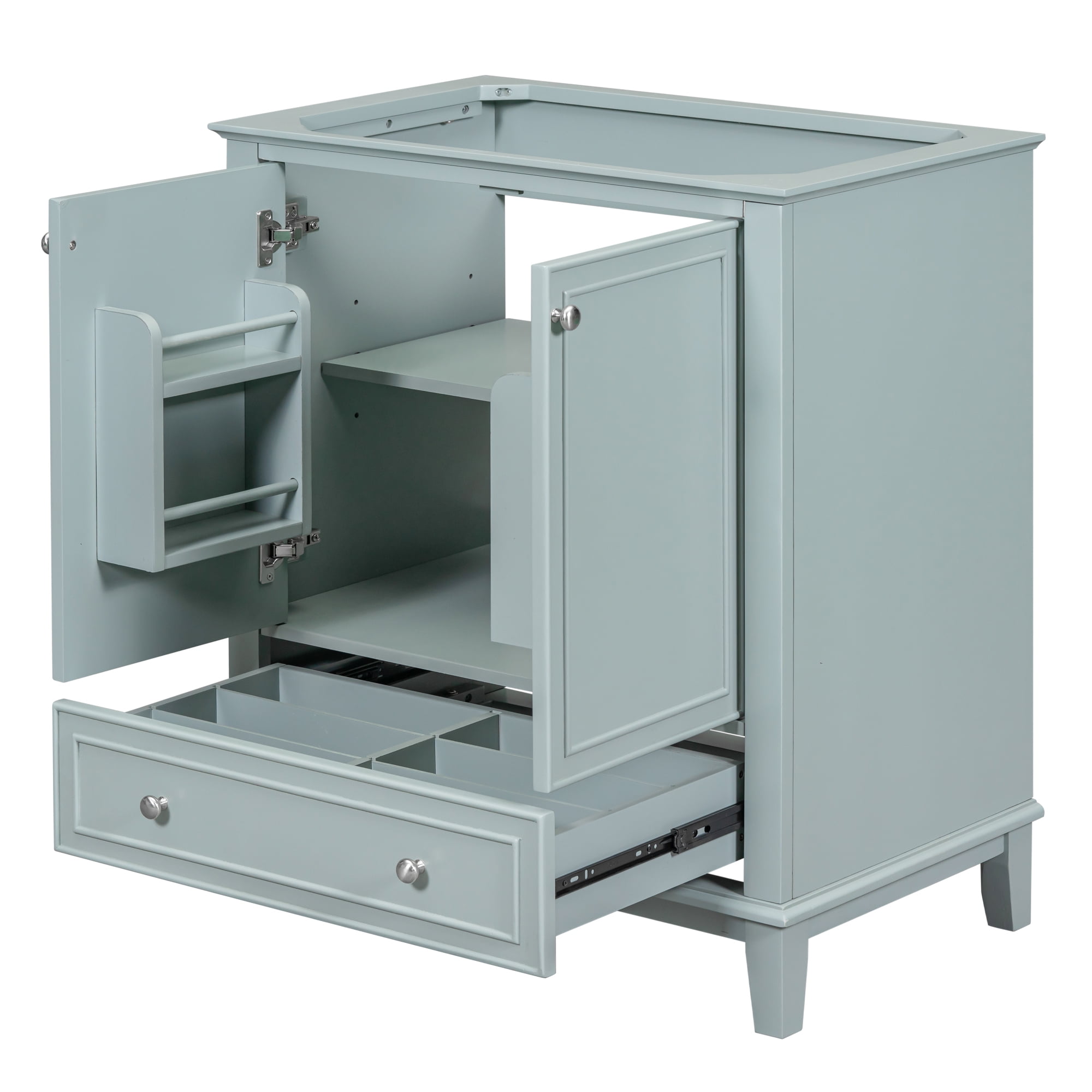 30" Bathroom Vanity without Sink, Base Only, Multi-functional Bathroom Cabinet with Doors and Drawer, Solid Frame and MDF Board, Green