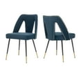 thumbnail image 2 of Hassch Set of 2 Contemporary Velvet Dining Chairs, Upholstered Kitchen Side Chairs with Nailhead Back and Black Metal Legs (Blue), 2 of 9