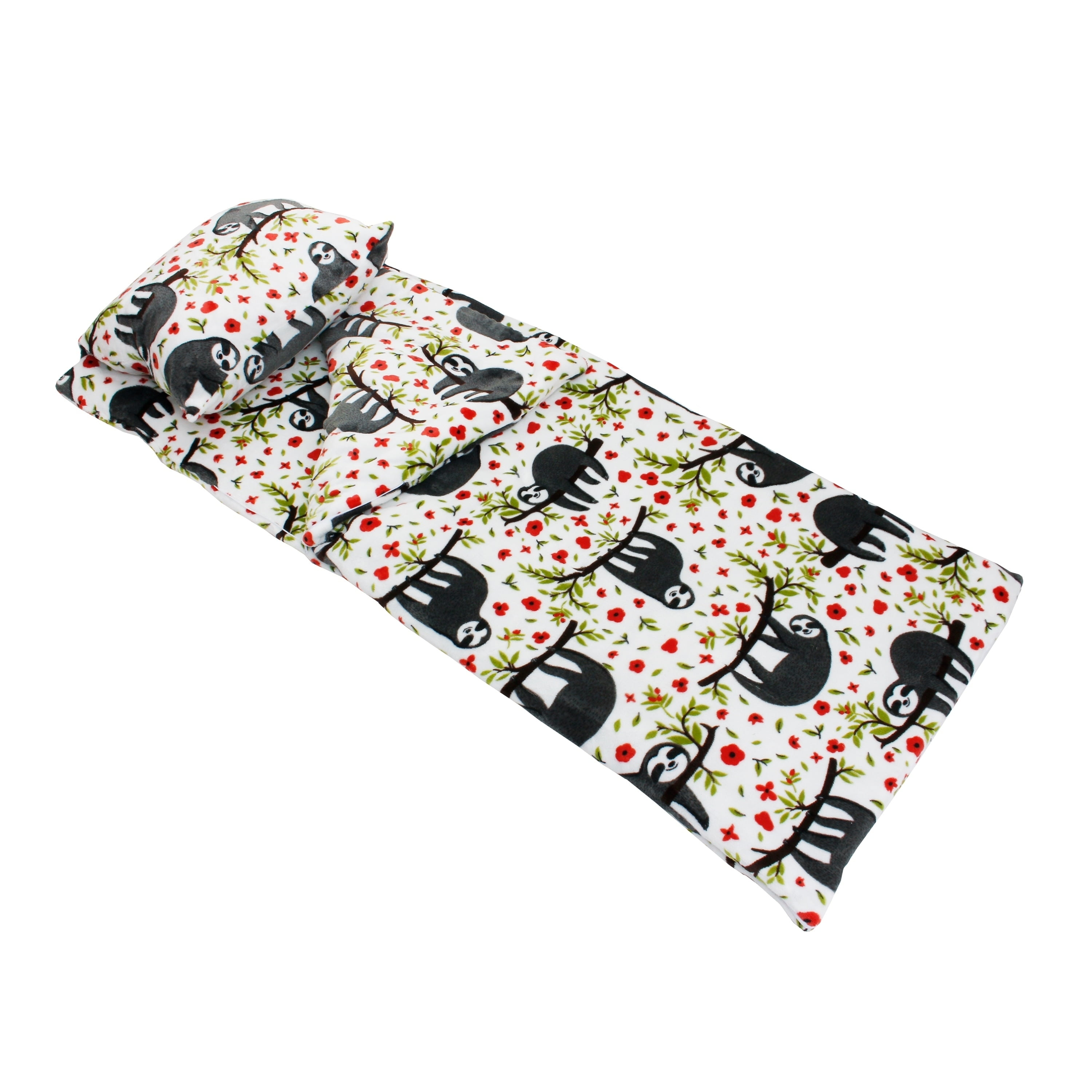 Thro 55x60" Seth Sloth Fleece Sleeping Bag with Attached 18x22 Pillow