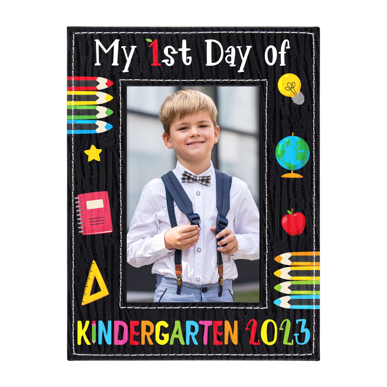 WhatSign My First Day of Kindergarten Picture Frames 2023 First Day of Kindergarten Gift for