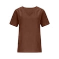 thumbnail image 4 of LIZUOJUN Womens Linen Shirts V-Neck Blouse Breathable Lightweight Loose Fit Washed Crinkle Gauze Shirt Casual Vacation Top,Brown,4XL, 4 of 6