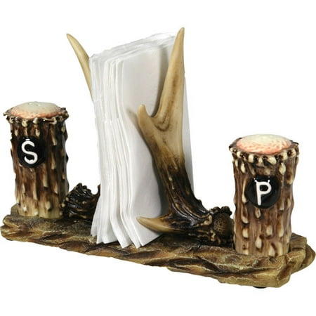 Rivers Edge Products Antler Salt and Pepper with Napkin Holder