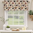 thumbnail image 2 of 2 Pack Farmhouse Rooster Valances for Windows Bedroom Living Room Window Treatments, Vintage Watercolor Flowers Wood Grain Rod Pocket Valance Drapes Short Kitchen Curtains Over Sink 60"x18", 2 of 8