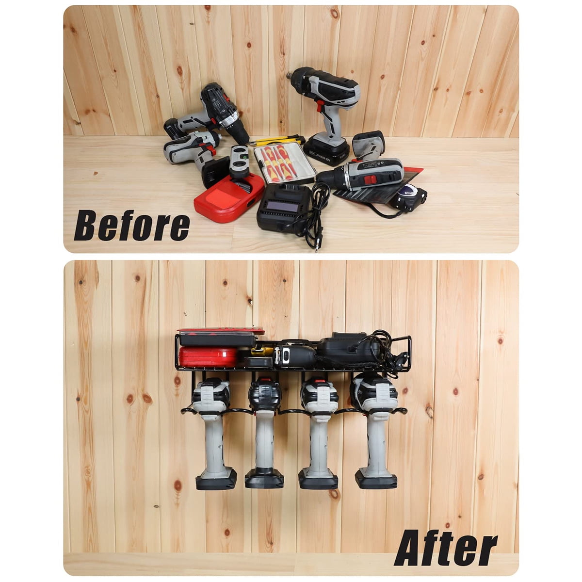 1pc Heavy Duty Tool Organizer, 4 Wall Mount Anchors, Sturdy Steel Construction, Ideal for Power Tools