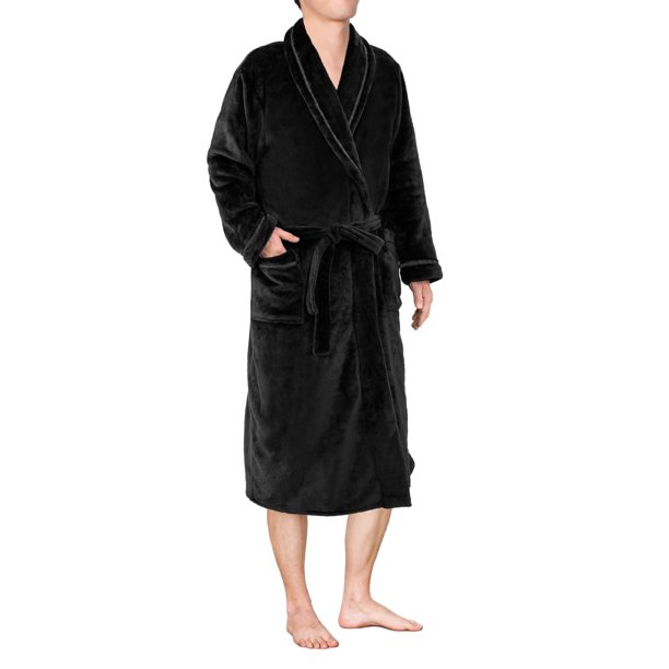 Pavilia Mens Plush Fleece Robe with Shawl Collar Soft, Warm