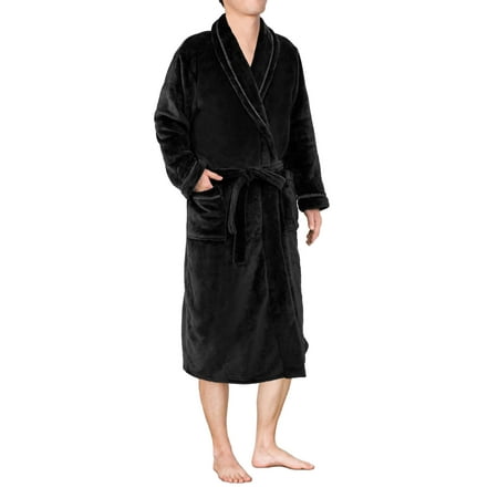 Mens Plush Fleece Robe with Shawl Collar | Soft, Warm, Lightweight Spa Bath Robe
