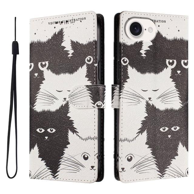 FOXDOCK Funda Tipo Cartera para iPhone 16e con Soporte y Correa – Diseño de Patrones Lindos