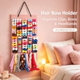 thumbnail image 2 of Hair Bows Holder & Organizer for Women Girl, Hair Accessory | Large Capacity Bows Hanger, Hair Accessory Storage Display with Sturdy Rope, Wall Hanging for Girl Women Room Decor,Pink, 2 of 8