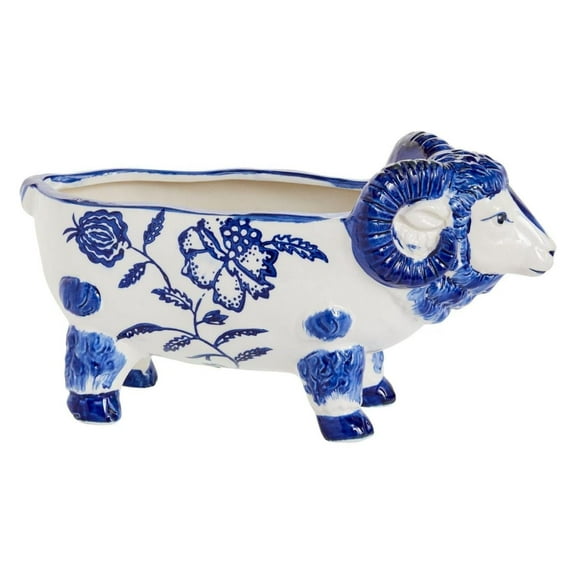 Betty Blue Hand Painted Ceramic Planter, Blue and White