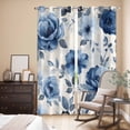 thumbnail image 3 of Blue Floral Kitchen Curtains 84 Inch Length, Watercolor Country Flower Pastoral Rose Grommet Top Bedroom Living Room Curtains, Light Filtering Cafe Curtain Drapes 2 Panels Set 84''x84'', 3 of 9