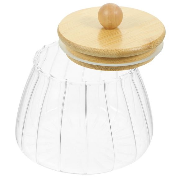 SEWACC Small Coffee Canister Glass Jar with Lid Bamboo 1Set