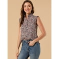 thumbnail image 2 of INSPIRE CHIC Top floral con botones y escote con volantes sin mangas para mujer Floral Azul Oscuro Rojo XS, 2 of 6