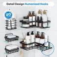thumbnail image 6 of ALLJOY Corner Adhesive Shower Caddy, Rustproof Stainless Steel Bathroom Organizer, No Drilling Wall Mounted Rack, Black, 5-Pack, 6 of 6