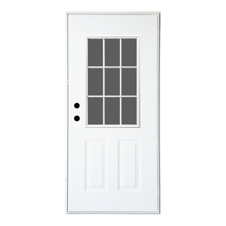 5500 Series Residential Outswing Steel Entry Door, 9-Lite Window; RH (32" x 72")