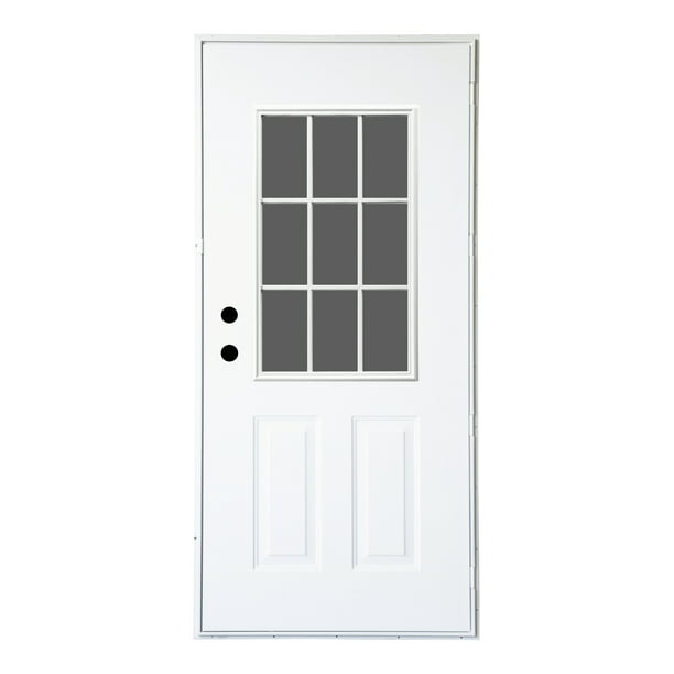 Residential Outswing Steel Entry Door, Reliabilt White Steel Sliding Curtain Screen Door