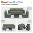 thumbnail image 3 of UDPATIO 6-Piece Patio Furniture Set, Outdoor Patio Sofa Set With Wide Armrest, All-Weather Wicker Rattan Guest Set With Cushion And Glass Table And Waterproof Cover, Grey &Green, 3 of 6