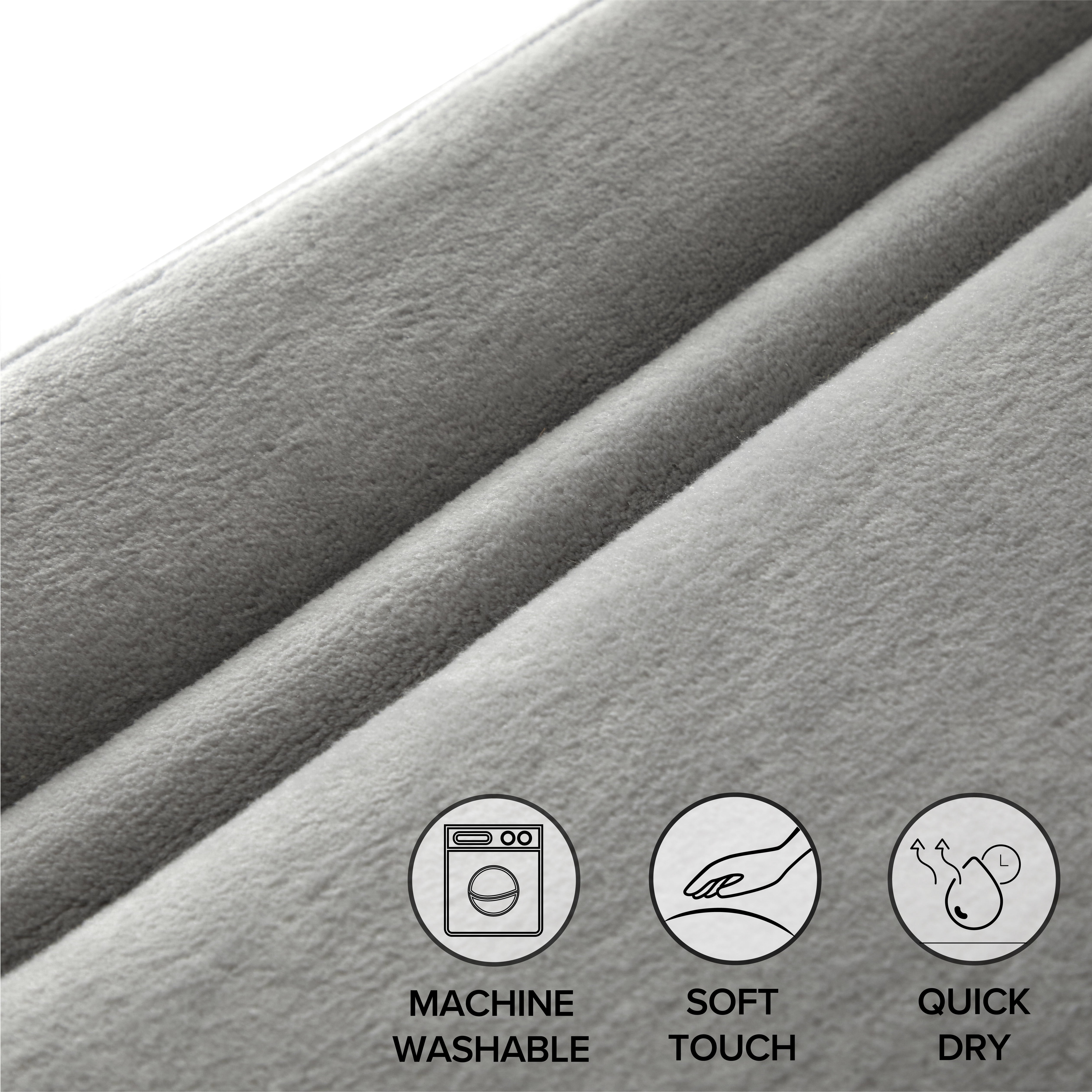 Sharper Image Hotel Boarder Memory Foam Back Bath Rug, Light Grey Polyester, 21 x 34" inches