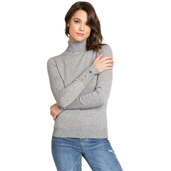 Love Tree Womens Turtle Neck Ribbed Long Sleeve Slim Fitted Tops (Heather Gray, Small)