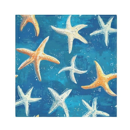 

Napkin Satin Napkin 20*20Inchx6 Kitchen Towel Dinner Plate Towel Decorative Towel Napkin Tea Towel Suitable For Kitchen Table Starfish on Blue Background
