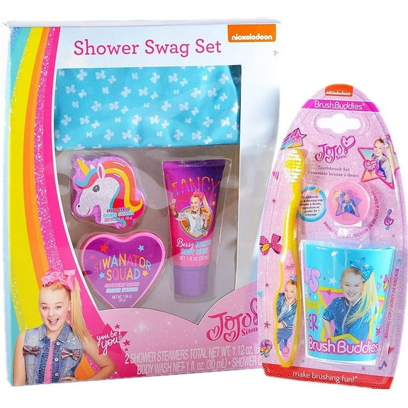 JoJo Siwa Toothbrush Set with Shower Swag Set Bundle | JoJo Siwa Girls Toothbrush | JoJo Siwa Body Wash | JoJo Siwa Bath Bombs