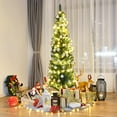 thumbnail image 2 of Costway 6Ft PVC Artificial Pencil Christmas Tree Slim w/ Stand Home Holiday Decor Green, 2 of 10