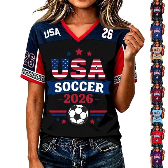 2026 New USA Soccer Jerseys Women, United States Jersey Soccer, Jersey United States, Retro Streetwear Short Sleeve Football Top Soccer Jerseys, Casual Sport Training Shirt for Adult(Black, 2XL)