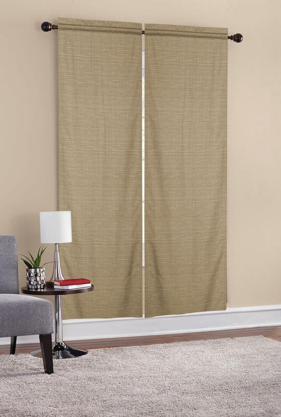 Mainstays Room Darkening Taupe Rod Pocket Curtains, 30” x 84” (2 Panels)