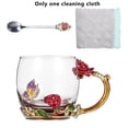 thumbnail image 4 of Yuarrent 350ml esmalte azul rosa flor taza de café de cristal 320ml Margarita leche té copas de vino whisky cóctel regalo chupito taza con cuchara Teteras Rosa Roja 320ML Yuarrent HA005099-01B, 4 of 6