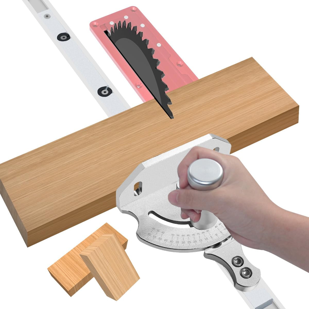 Miter Gauge Fixed Angle Gear Shifting Hole Universal Table Saw Gauge, Miter Saw Protractor With A Standard Slot Bar